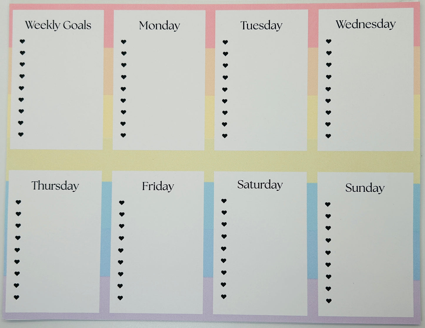 Weekly Goals Collection Notepad, 50 sheet tablet, Hand crafted, Weekly Notepad, Cute Gift Idea, Writing Pad, To Do List size 11x8.5"