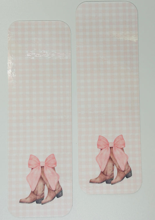 Books and Bows and Boots Bookmarks, Heavy Laminated Card Stock, Great Gifts for Her, Hosting Book Club Gift, Book Lover Gift