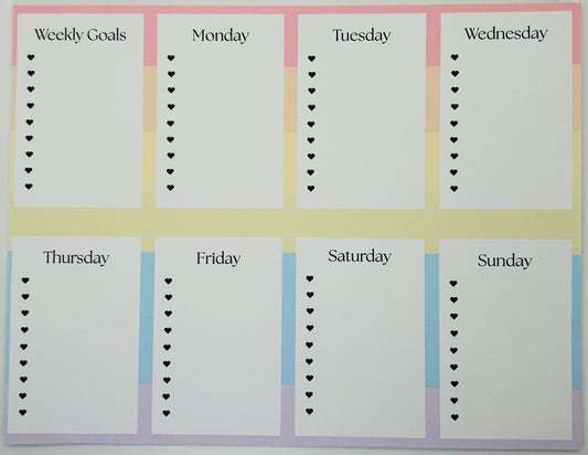Weekly Goals Collection Notepad, 50 sheet tablet, Hand crafted, Weekly Notepad, Cute Gift Idea, Writing Pad, To Do List size 11x8.5"