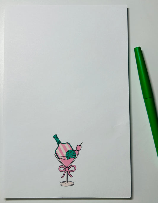 Pickleball Collection Notepad, Pink and Green Theme, 50 sheets, Hand crafted, Pickleball Lover Notepad, Cute Gift Idea, Writing Pad, To Do List Pad 4.25x5.5" or 5.5x8.5"